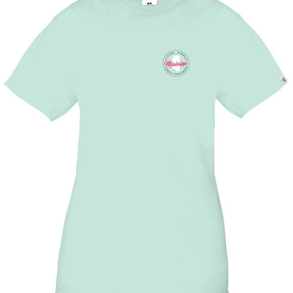 New Simply Southern T-Shirt Women's - Mississippi Design - Breeze Blue - Picture 3 of 3